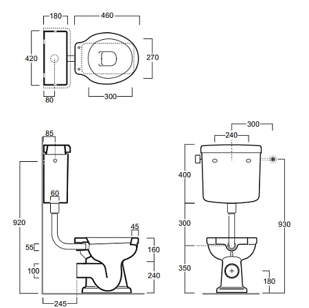 Унитаз напольный Simas Londra LO911bi горизонтальный выпуск, со средним бачком, белый/хром