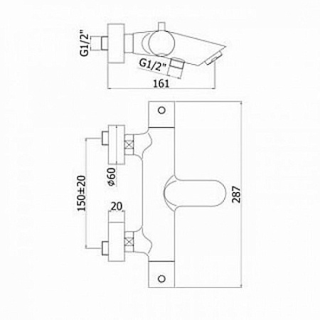 Смеситель Paffoni Light LIQ022HGSP для ванны с душем, золото