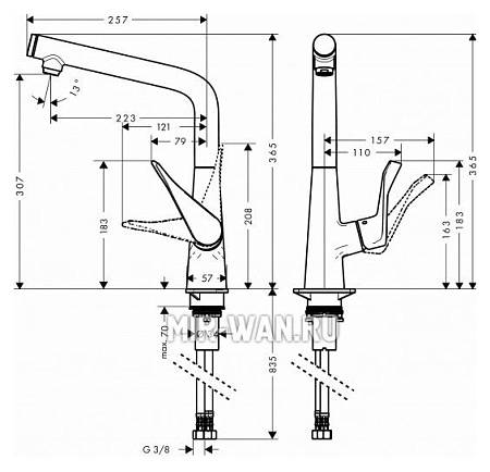 Смеситель Hansgrohe Metris Select 14883800 для кухонной мойки, нержавеющая сталь