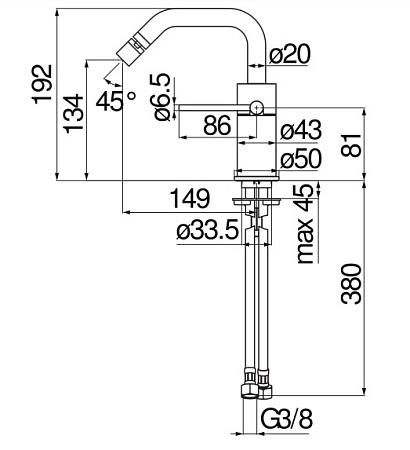 Смеситель Nobili Velis VE125119/3FLP для биде, черный глянцевый