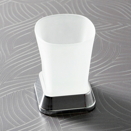 Стакан WasserKRAFT Amper K-5428 для зубных щеток, хром/матовое стекло