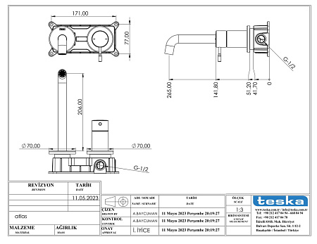 Смеситель для кухонной мойки Teska Atlas E5708 черный
