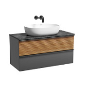 Тумба с раковиной и столешницей Sancos Delta DL100GR+TT100A1 дуб красный/графит/Black Sky