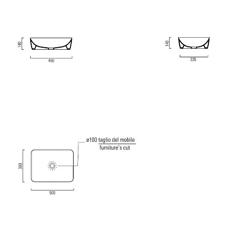 Раковина GSI Sand 903715 50х38 накладная, ghiaccio matte