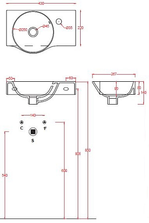 Раковина ArtCeram Union LML001 01;00 43 белый глянцевый