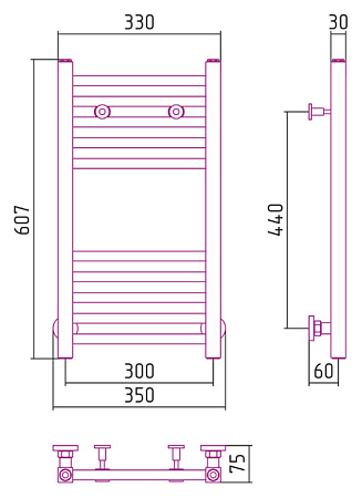 Полотенцесушитель водяной Сунержа Модус 600х300 хром