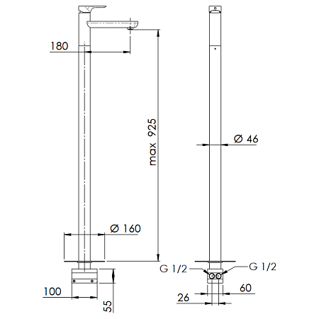 Смеситель Remer Infinity I18 напольный для раковины, хром