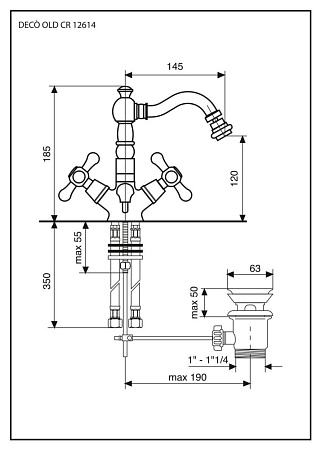 Смеситель Emmevi Deco Old 12614OR для биде, золото