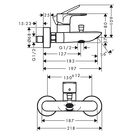 Смеситель Hansgrohe Rebris E 72450670 для душа, черный матовый