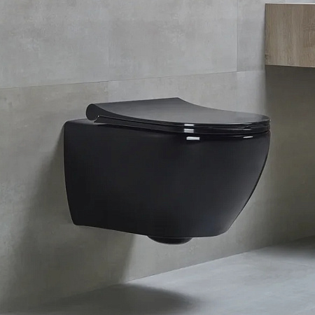 Унитаз подвесной beWash Bogen 88303206 с системой микролифт, черный глянцевый
