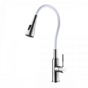 Смеситель Lemark Expert LM5082S-White для кухонной мойки, с гибким изливом, белый