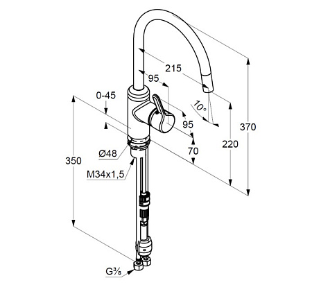 Смеситель Kludi Bingo Star 428513978 для кухонной мойки, черный матовый