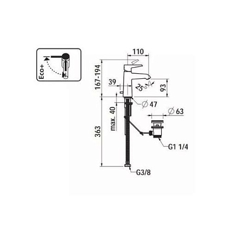 Смеситель Laufen Val HF901701100000 для раковины, хром