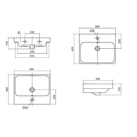Мебельная раковина Aquaton Адриана 1WH501620 55 белый