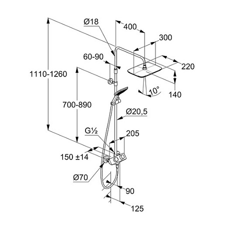 Душевая стойка Kludi Cockpit 8005005-00 хром