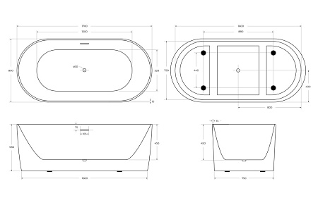 Акриловая ванна BelBagno BB411-1700-800 170x80 белый