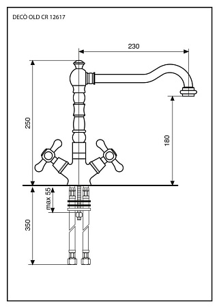 Смеситель Emmevi Deco Old 12617NO для кухонной мойки, черный/золото