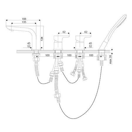 Смеситель на борт ванны Excellent Oxalia AREX.9033CR хром