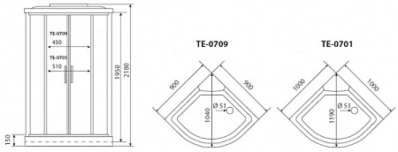 Душевая кабина Timo Eco TE-0709 90x90x218 матовое стекло/белый
