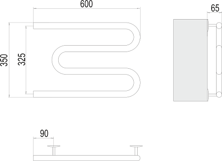 Полотенцесушитель электрический Terminus M-образный 600х375 хром