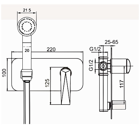 Гигиенический душ со смесителем Boheme Venturo 387 золото