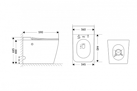 Унитаз приставной ABBER Rechteck AC1213P с импульсным смывом, белый
