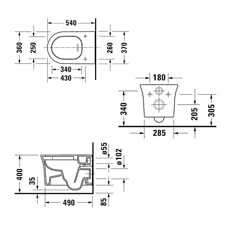 Чаша для унитаза подвесного Duravit White Tulip 2576092000