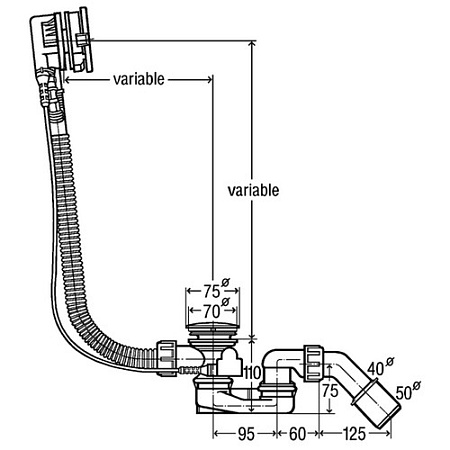 Слив-перелив Viega Simplex 728007 с наливом, хром