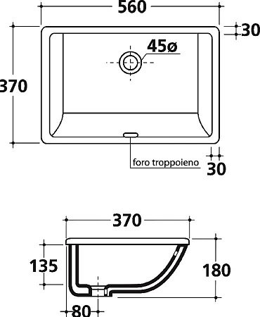 Раковина Galassia 56 2035 56х37 белый