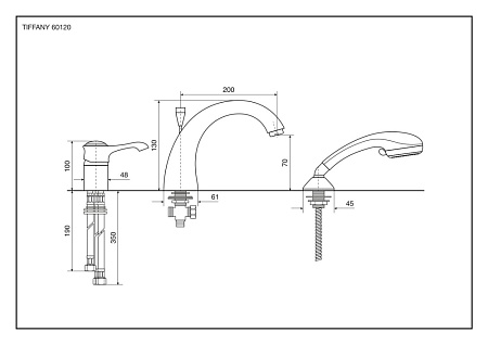 Смеситель Emmevi Tiffany 60120OR для ванны с душем, золото