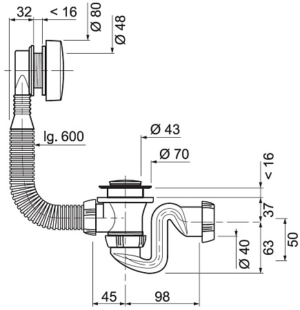Слив-перелив Cersanit 63086 для ванны, белый/хром