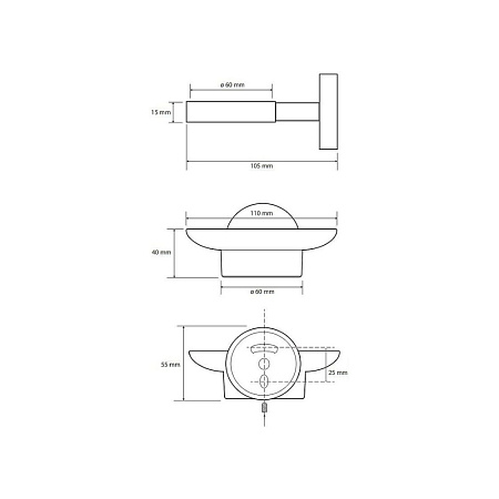 Мыльница Bemeta Hematit 159108042 антрацит матовый