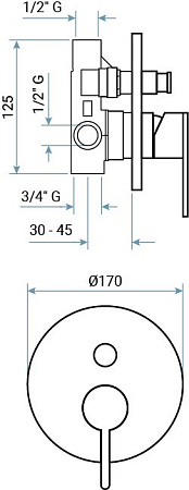 Смеситель Emmevi Filobrass 85019/NEO для душа, черный матовый