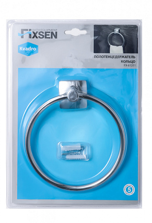 Полотенцедержатель кольцо Fixsen Kvadro FX-61311 хром