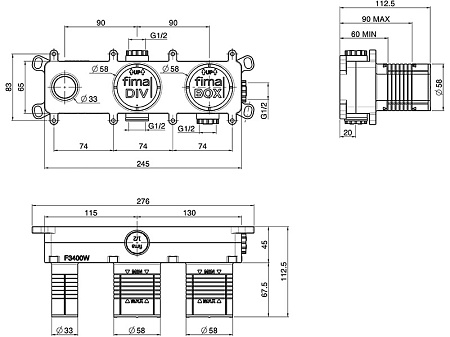 Cкрытая монтажная часть Fima Carlo Frattini FimaBox F3400W для смесителя