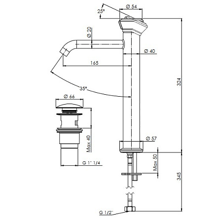 Смеситель Remer Element ET10LXL для раковины, хром