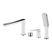 Смеситель Boheme Venturo 370-W на борт ванны, белый/хром