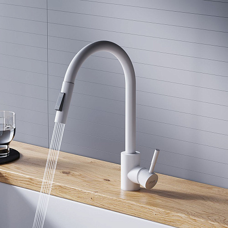 Смеситель Dorff Logic D3007533 для кухонной мойки белый