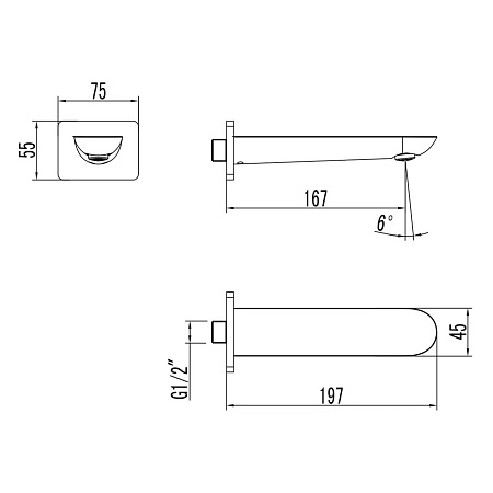 Излив Lemark LM4981CW для ванны, хром, белый