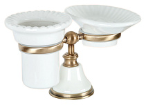 Стакан Tiffany World Harmony TWHA141bi/br бронза/белый с мыльницей Стакан Tiffany World Harmony TWHA141bi/br бронза/белый с мыльницей