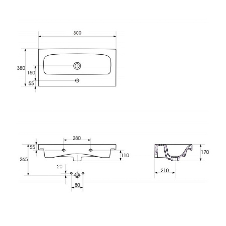 Раковина Cersanit Moduo Slim S-UM-MOD80SL/1