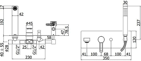 Смеситель Paffoni Ringo RIN001CR для ванны с душем, черный матовый