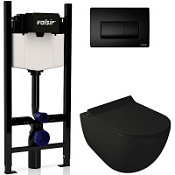 Комплект 4в1 инсталляции с WC и клавишей Valsir KIT VSBM 7317NEMT Slim P1 черный матовый