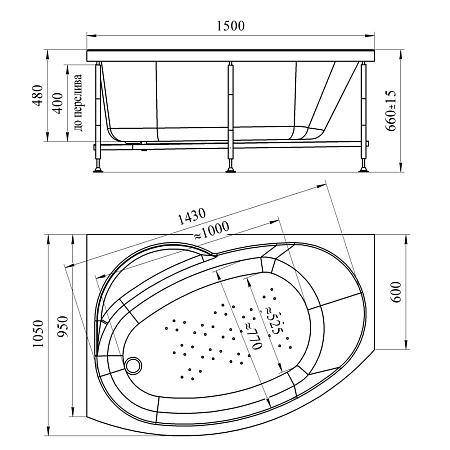 Акриловая ванна Vannesa Монти 2-01-0-1-1-213 150х105 L