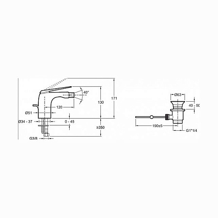 Смеситель Jacob Delafon Avid E97014-BN для биде никель
