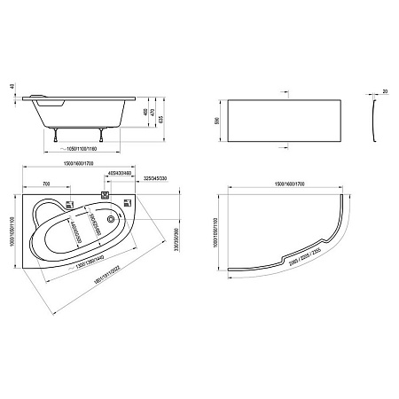 Ванна акриловая Ravak Asymmetric C491000000 170x110 R
