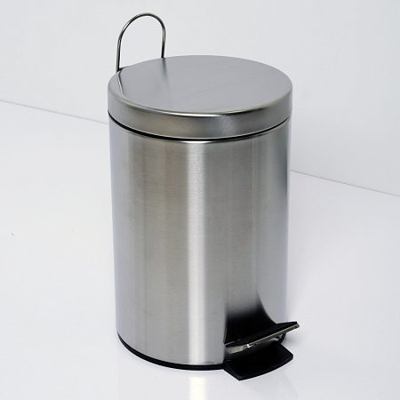 Ведро WasserKRAFT Ammer K-665 с педалью 5л, микролифт, матовый хром
