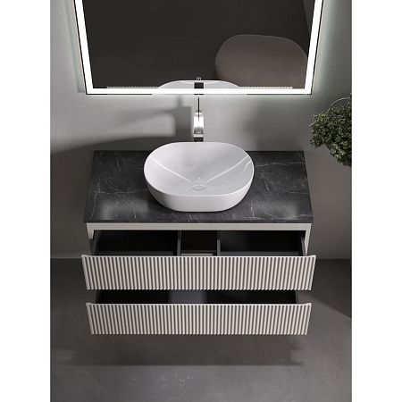 Тумба с раковиной и столешницей Sancos Snob R 100 SNR100CE+TT100A1X Beige Soft/Black Sky