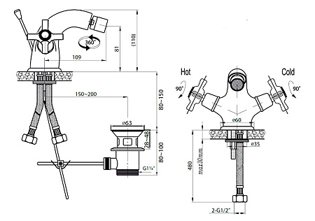 Смеситель Cezares Lord LORD-BS1-02 для биде