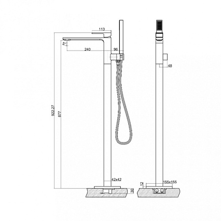 Смеситель BelBagno Luce LUC-FMT-NERO напольный, черный